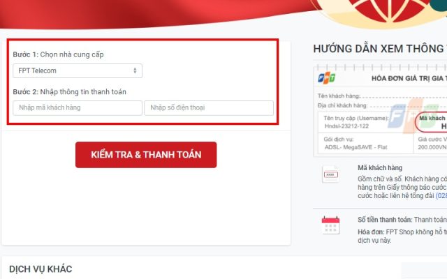 thanh toán tiền wifi